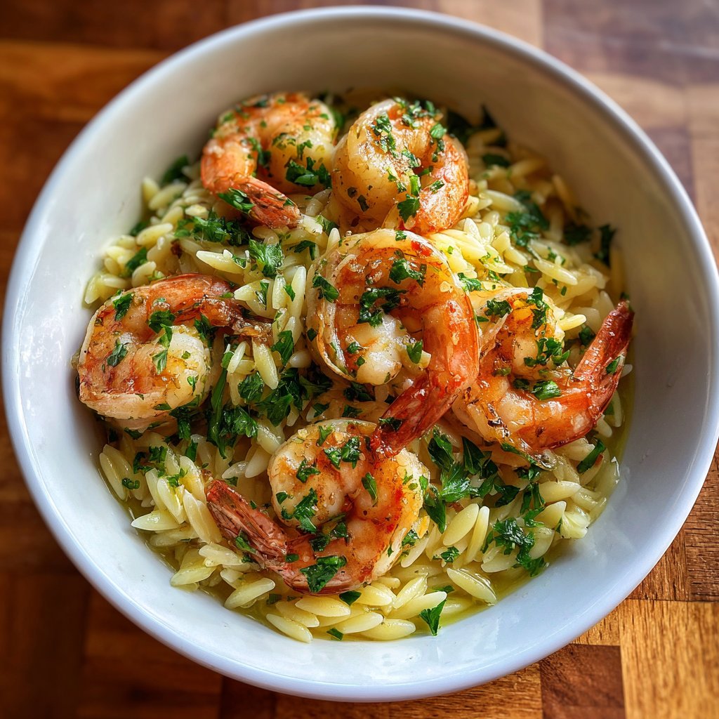 Quick Garlic Shrimp Orzo